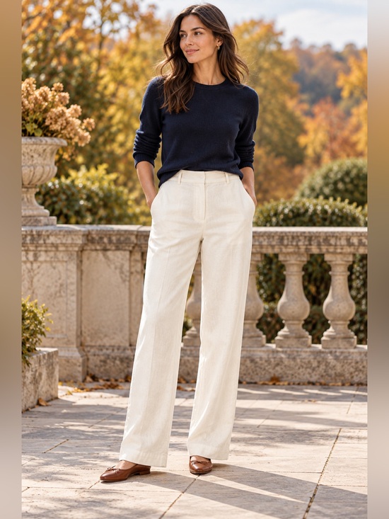 Theory Pants - Theory Women's Wide-Leg Pants in Ivory